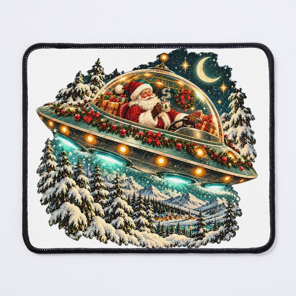 Item preview, Santa's Cozy UFO Ride - Funny Retro Christmas in Space designed and sold by Neurospicy Trolls.