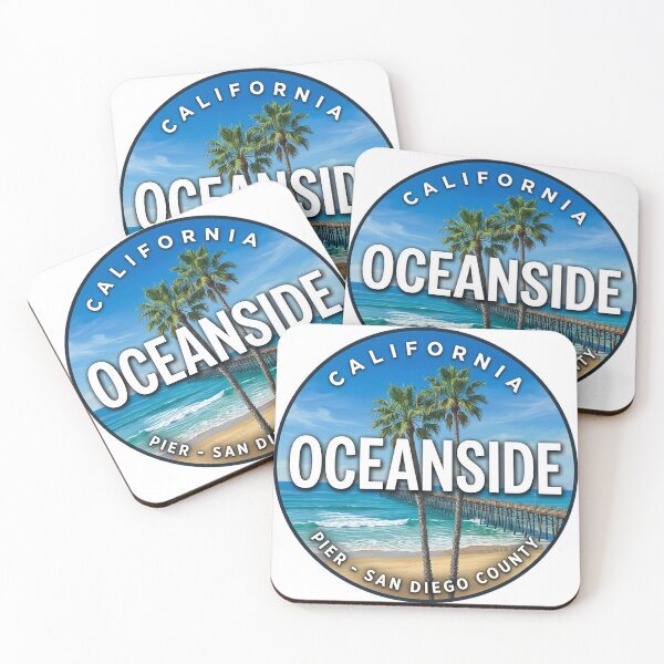 Item preview, Oceanside California Palm Beach Round Badge Sticker designed and sold by DetourDgn.
