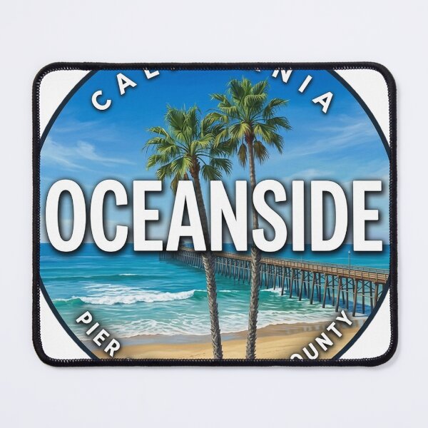 Item preview, Oceanside California Palm Beach Round Badge Sticker designed and sold by DetourDgn.