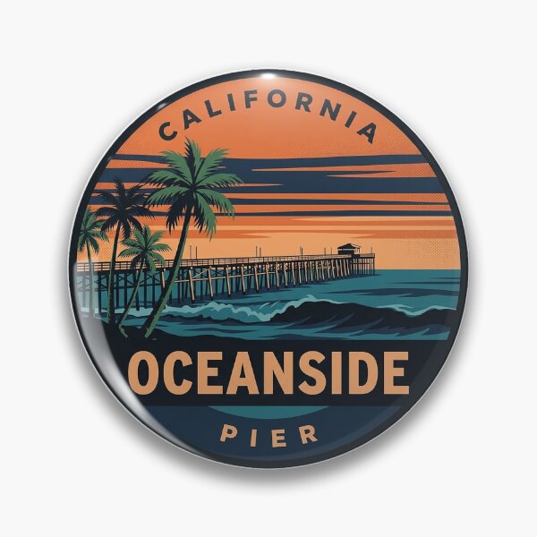 Item preview, Oceanside California Retro Surf Vintage Badge Sticker designed and sold by DetourDgn.