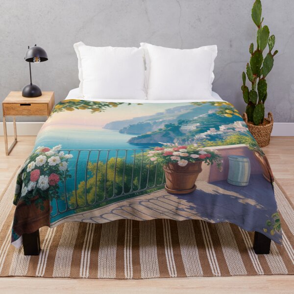 Item preview, Amalfi Lemon Terrace Morning – Mediterranean Coastal Landscape Painting designed and sold by Tamas Das.