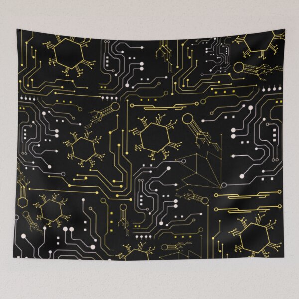 Item preview, Black and yellow Circuit Board Tech Pattern designed and sold by DesignYourWaystore.