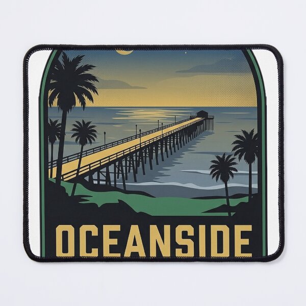 Item preview, Oceanside California Dusk Pier Vintage Badge Sticker designed and sold by DetourDgn.