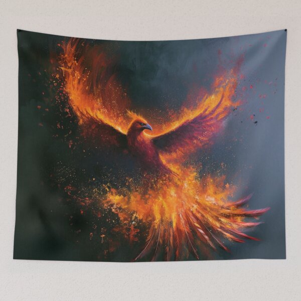 Item preview, A magnificent Phoenix rising from blazing volcanic flames, Fantasy & Mythological Creatures designed and sold by CDC40.
