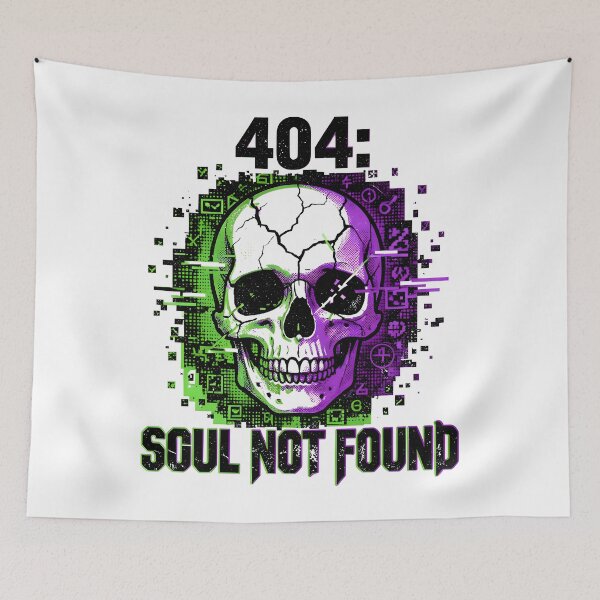 Item preview, Halloween 404: Soul Not Found | Cyberpunk Cracked Skull  designed and sold by RedInkLab.