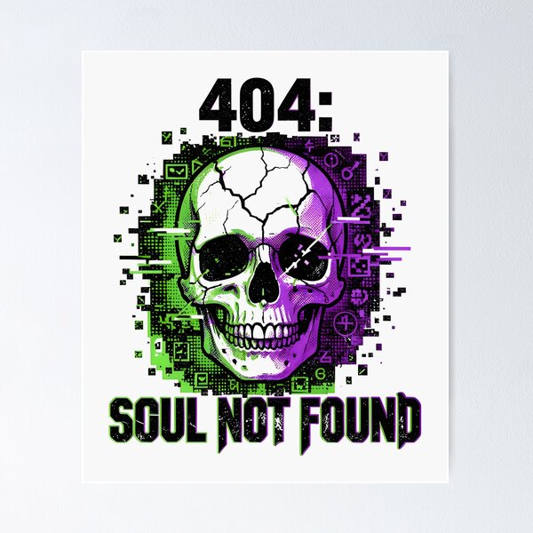 Item preview, Halloween 404: Soul Not Found | Cyberpunk Cracked Skull  designed and sold by RedInkLab.