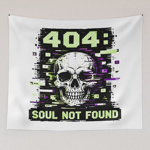 Item preview, 404: Soul Not Found | Glitch Skull Halloween  designed and sold by RedInkLab.