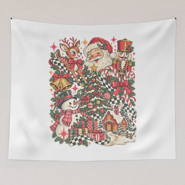 Item preview, Retro Vintage Santa Reindeer Christmas Snowman designed and sold by intczoe3982.