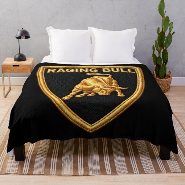 Item preview, Raging Bull Embroidered Patch – Gold Bull Shield Crest Design designed and sold by Emoji Emblems.