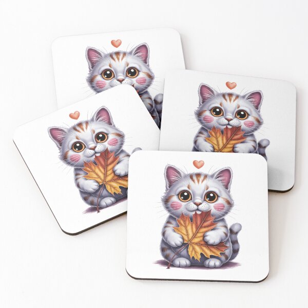 Item preview, Cute Autumn Kitten – Fall Maple Leaf Cat Lover Art designed and sold by jkrphoto.