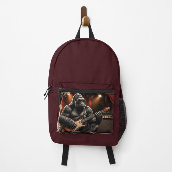 Item preview, Cool gorilla with electric guitar rocks the stage - musician retro illustration designed and sold by MarrysLifestyle.