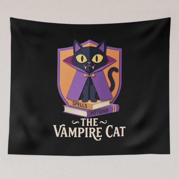 Item preview, The Vampire Cat: Papercraft Black Cat Crest with Spells & Potions Books designed and sold by CuteKats.