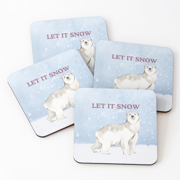 Item preview, Let It Snow – Vintage Watercolour Polar Bear in Pastel Blue and Pink designed and sold by Britishdelights.