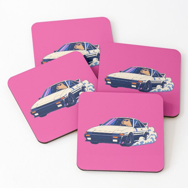 Item preview, Cool Capybara Drifting Sports Car Retro Synthwave Anime Design designed and sold by KungPowUnicorn.