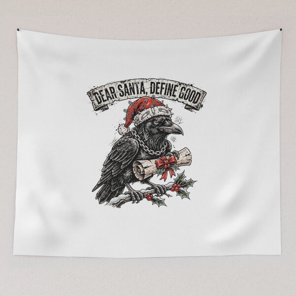 Item preview, Dear Santa Define Good Funny Punk Crow Raven Christmas Naughty List designed and sold by inkfluenceart.