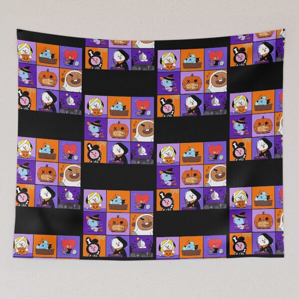 Item preview, BT21 Cute Halloween Grid Pattern designed and sold by moamaxshop.