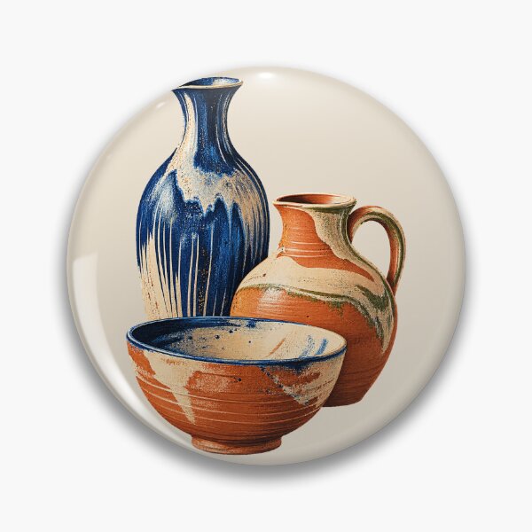 Item preview, Artisan Pottery Vessels – Cobalt Blue and Terracotta Ceramics designed and sold by astersgraphics.