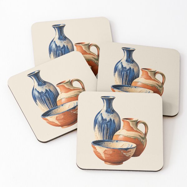 Item preview, Artisan Pottery Vessels – Cobalt Blue and Terracotta Ceramics designed and sold by astersgraphics.