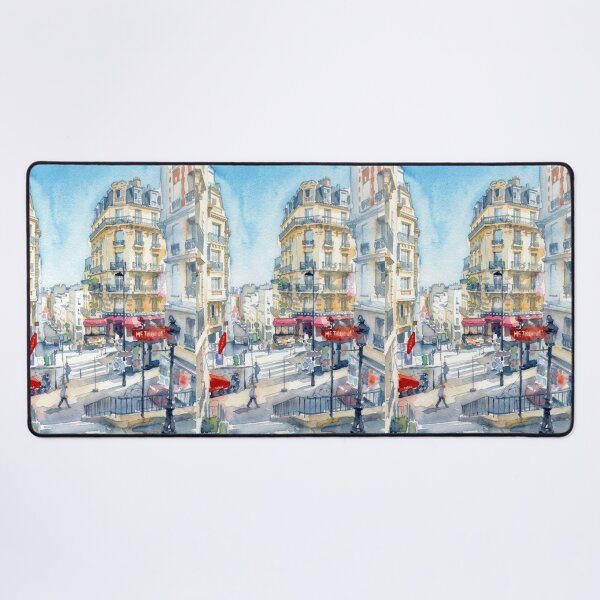 Item preview, Montmartre Street Life Paris Watercolor Cityscape designed and sold by caracatita75.