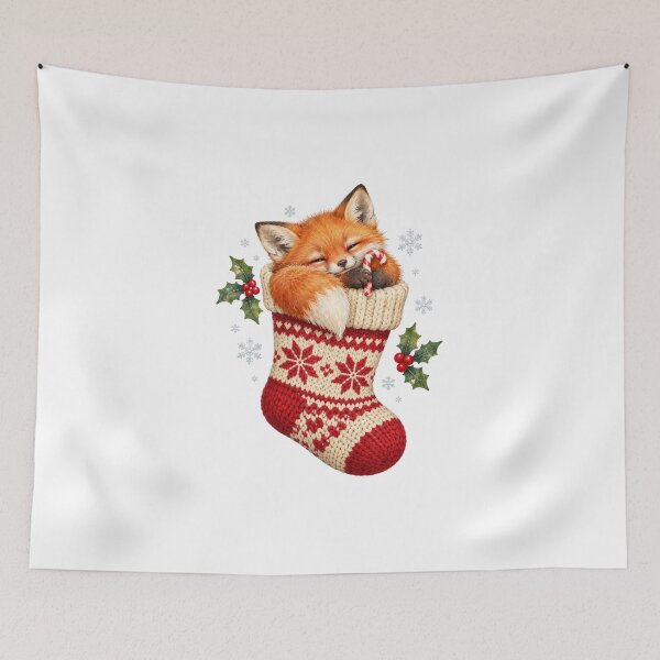 Item preview, Sleepy Fox in a Christmas Stocking Cute Holiday designed and sold by violetteskyart-vioart.