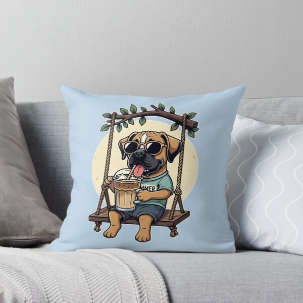 Item preview, Relaxed Boxer dog Swing and Drink Coffee designed and sold by DIGOR shop.