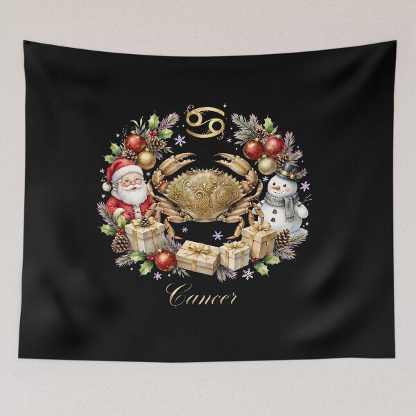 Item preview, Cancer Zodiac Golden Crab Christmas Wreath designed and sold by Zodiac Celestial Art.