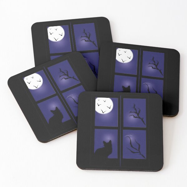 Item preview, Black Cat Moon Bats Window Night Art designed and sold by SoyLamderma.