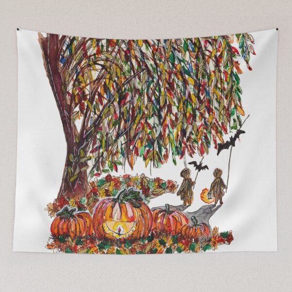Item preview, Children Playing Bats Halloween Watercolor designed and sold by DesseindImages.