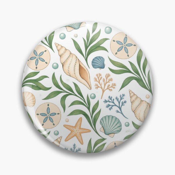 Item preview, Pastel Seashells Seaweed Pattern - Coastal Ocean Botanical designed and sold by VYBEHAUS.