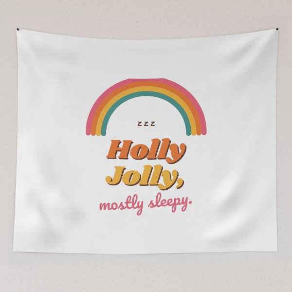 Item preview, Holly Jolly Mostly Sleepy Retro 70s Christmas designed and sold by violetteskyart-vioart.