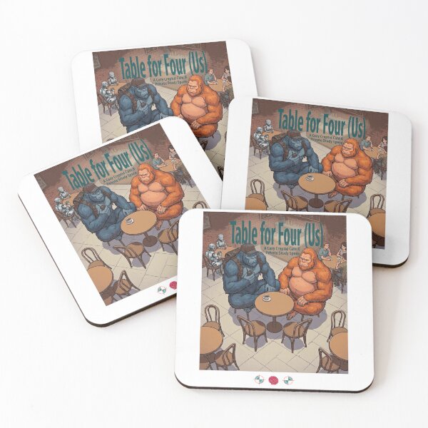Item preview, Table for Four Us - Funny Bigfoot Cafe Cartoon designed and sold by Whimsy Trail Co.