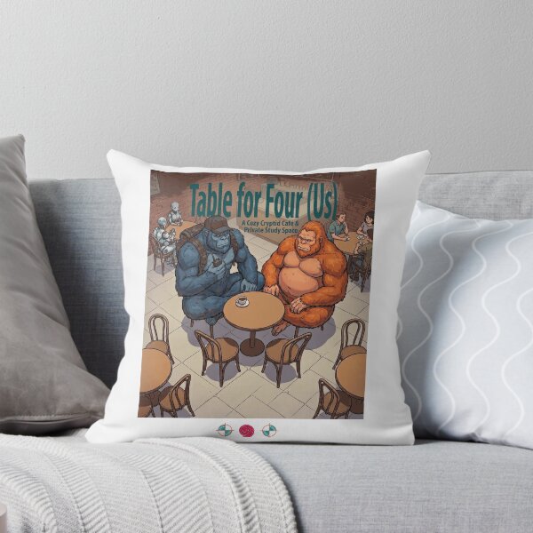 Item preview, Table for Four Us - Funny Bigfoot Cafe Cartoon designed and sold by Whimsy Trail Co.