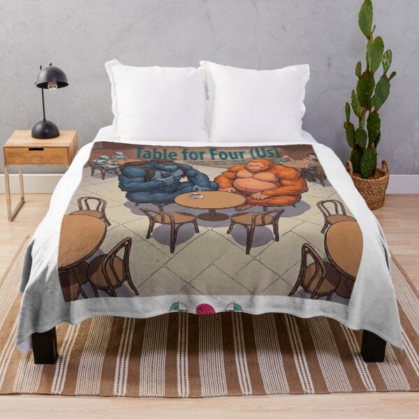 Item preview, Table for Four Us - Funny Bigfoot Cafe Cartoon designed and sold by Whimsy Trail Co.