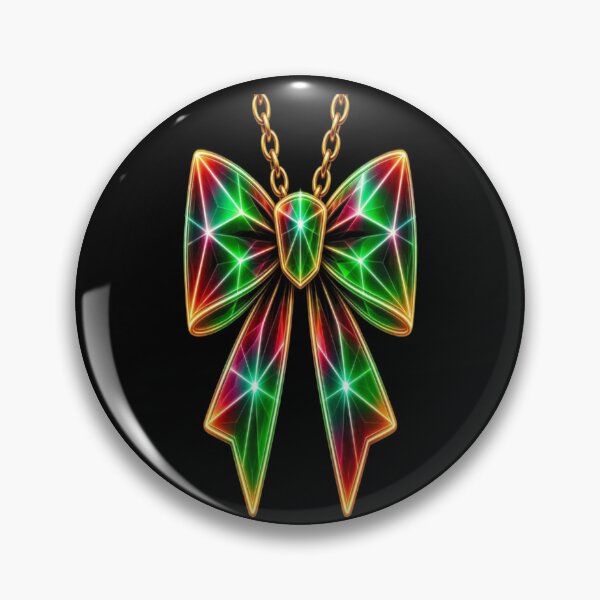 Item preview, Christmas Neon Crystal Bow Pendant - Futuristic Holly Jolly Ribbon designed and sold by Breezes-of-Ida.