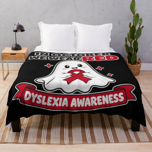 Item preview, In October We Wear Red Dyslexia Awareness Cute Ghost designed and sold by Ela-graphicwiz.