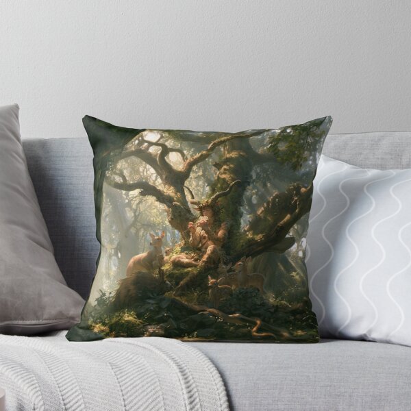 Item preview, A playful Satyr playing enchanted panpipes within sunlit woodland glades while woodland animals gather around, Fantasy & Mythological Creatures designed and sold by CDC40.