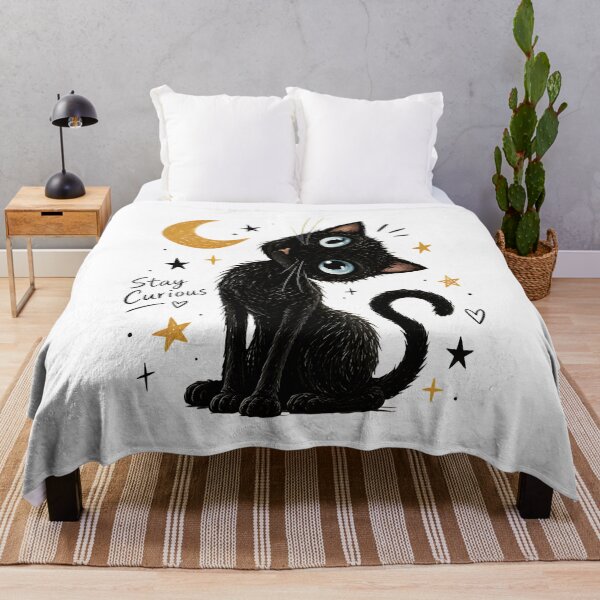 Item preview, Curious Black Cat Celestial Whimsical Illustration designed and sold by SoyLamderma.