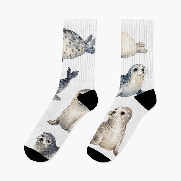 Item preview, Cute Watercolour Seals – Coastal Marine Life designed and sold by Bakes Designs.