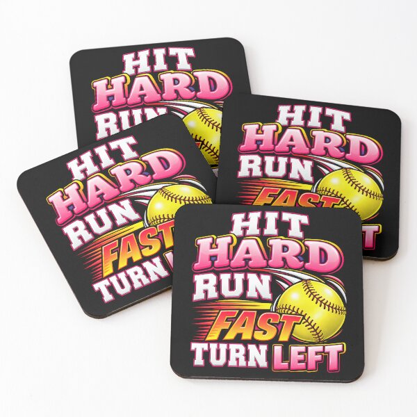 Item preview, Hit Hard Run Fast Turn Left Softball Player Fastpitch Slogan designed and sold by lamiarte.