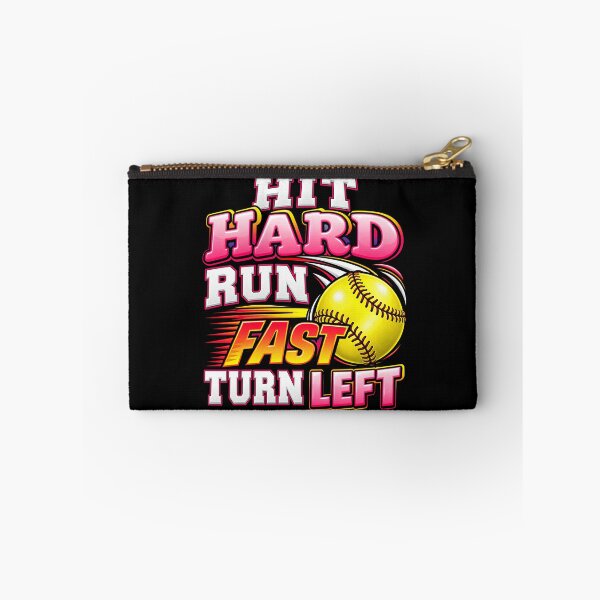 Item preview, Hit Hard Run Fast Turn Left Softball Player Fastpitch Slogan designed and sold by lamiarte.