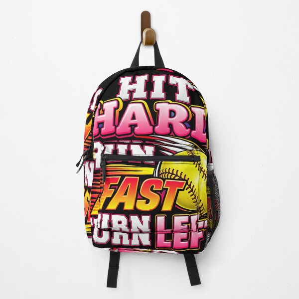 Item preview, Hit Hard Run Fast Turn Left Softball Player Fastpitch Slogan designed and sold by lamiarte.