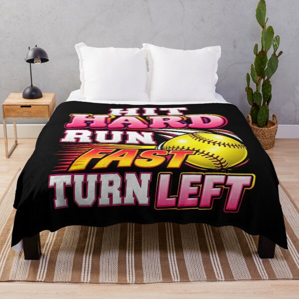 Item preview, Hit Hard Run Fast Turn Left Softball Player Fastpitch Slogan designed and sold by lamiarte.