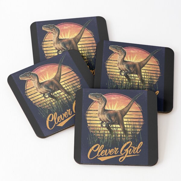 Item preview, Clever Girl Retro Velociraptor Sunset Art designed and sold by the wellness script.