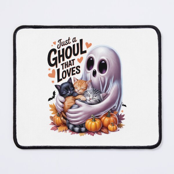 Item preview, Just A Ghoul That Loves Cats – Cute Ghost Hugging Kittens Art designed and sold by jkrphoto.