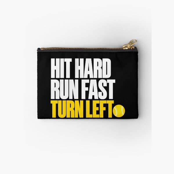 Item preview, Hit Hard Run Fast Turn Left Minimalist Softball Slogan Art designed and sold by lamiarte.