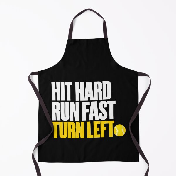 Item preview, Hit Hard Run Fast Turn Left Minimalist Softball Slogan Art designed and sold by lamiarte.