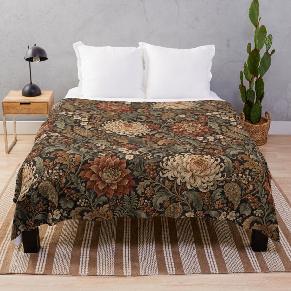 Item preview, Vintage Copper Dahlia Chrysanthemum Dark Floral Pattern designed and sold by Apex Designs.