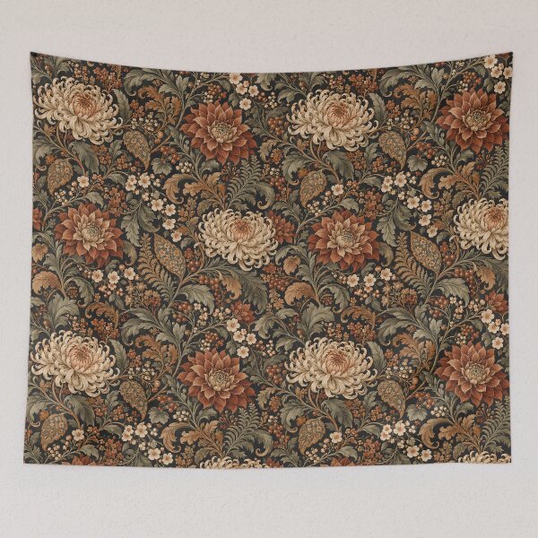 Item preview, Vintage Copper Dahlia Chrysanthemum Dark Floral Pattern designed and sold by Apex Designs.