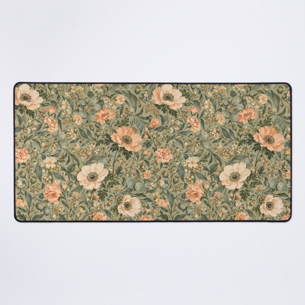 Item preview, Vintage Sage Green Poppy and Carnation Floral Pattern designed and sold by Apex Designs.