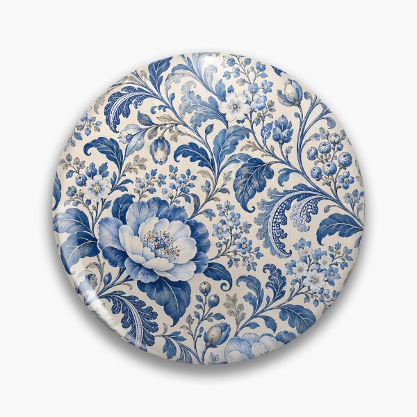 Item preview, Blue White Ornamental Peony Pattern designed and sold by Apex Designs.